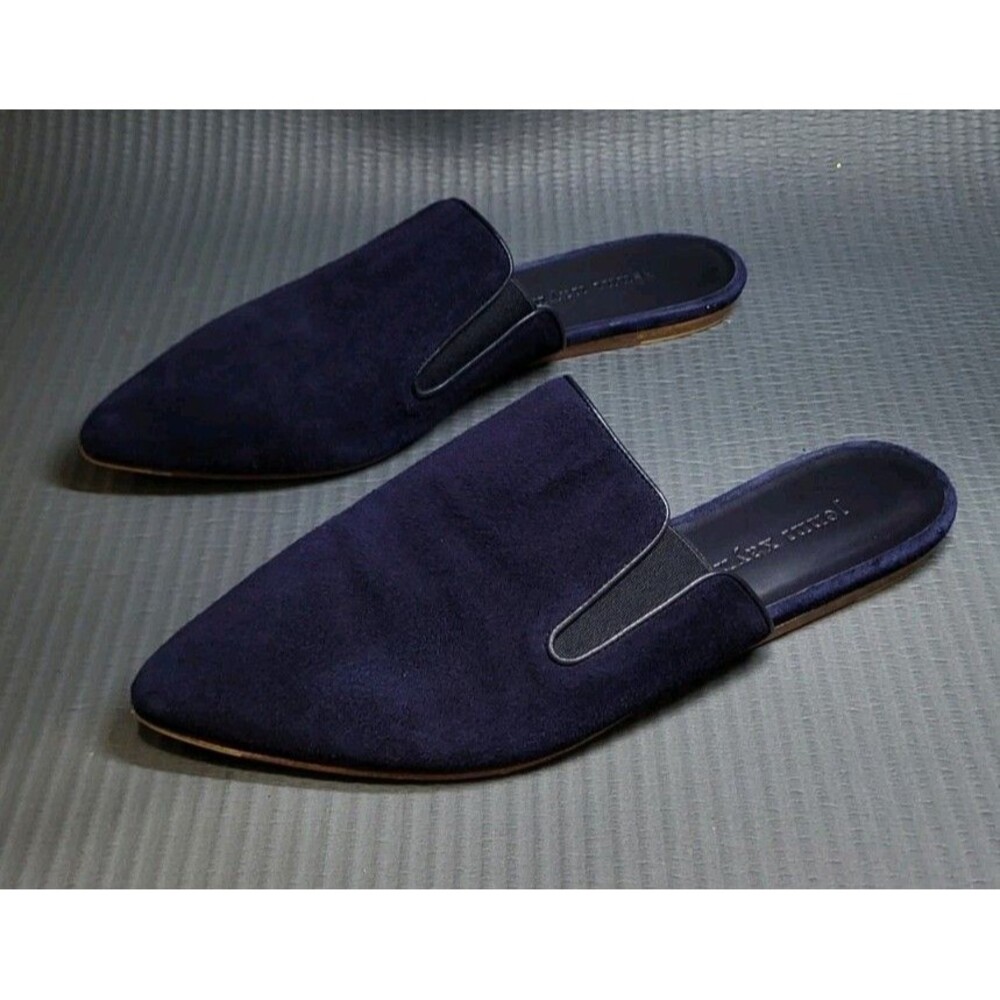 JENNI KAYNE Suede Mule Navy EU 39 SZ 9 Pointed Toe Minimalist Clean Girl Slip On